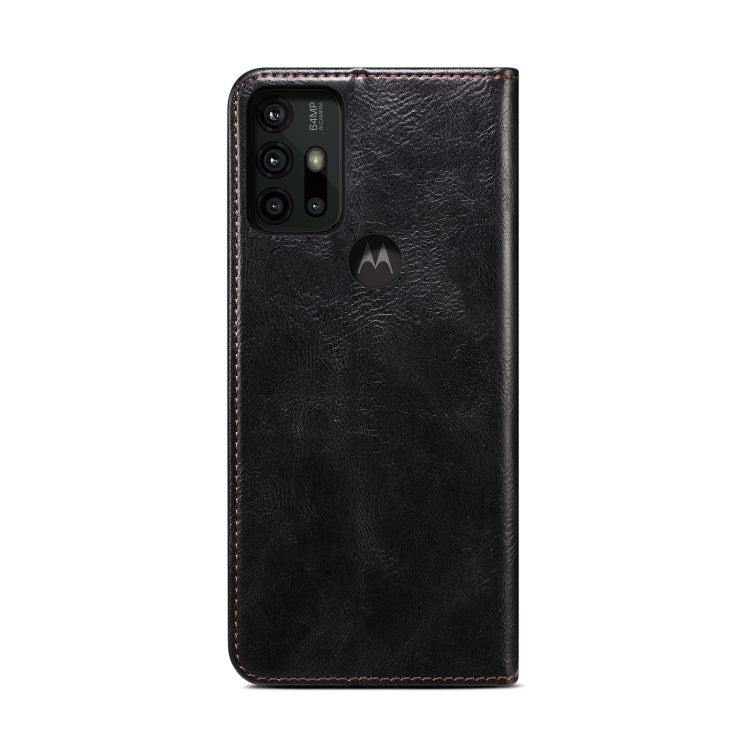 For Motorola Moto G30 Simple Wax Crazy Horse Texture Horizontal Flip Leather Case with Card Slots & Wallet