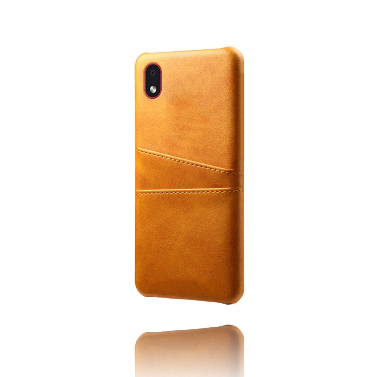 For Samsung Galaxy A01 Core Calf Texture PC + PU Leather Back Cover Shockproof Case with Dual Card Slots