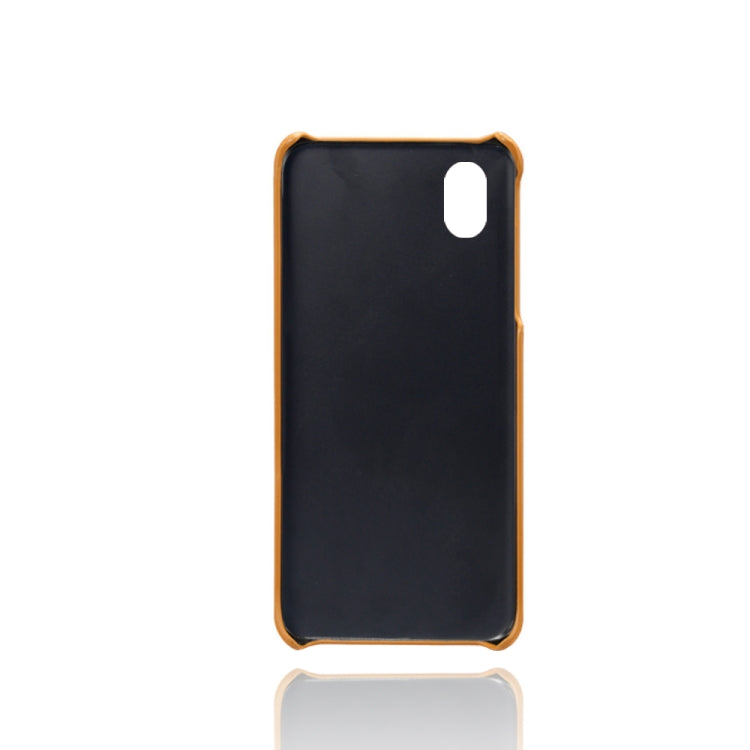 For Samsung Galaxy A01 Core Calf Texture PC + PU Leather Back Cover Shockproof Case with Dual Card Slots