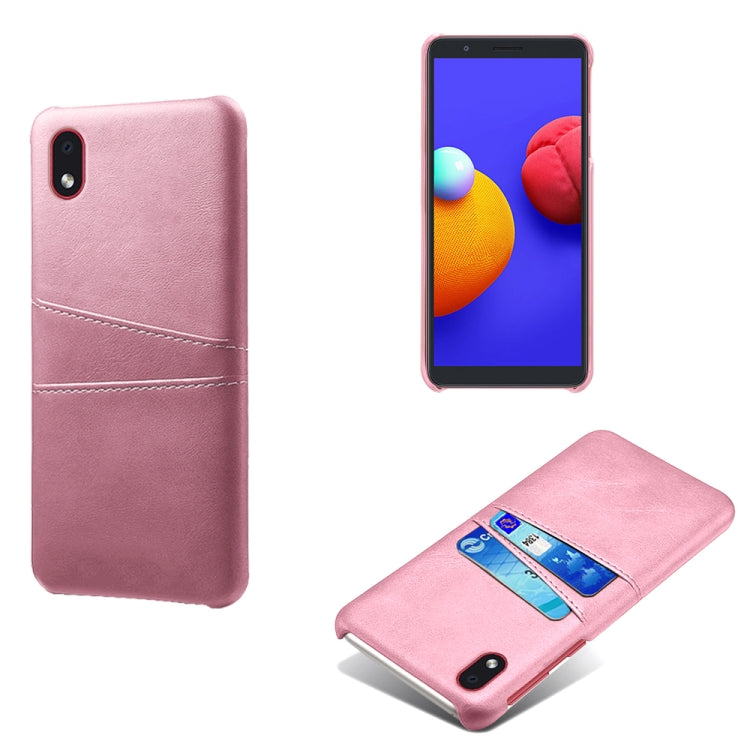 For Samsung Galaxy A01 Core Calf Texture PC + PU Leather Back Cover Shockproof Case with Dual Card Slots