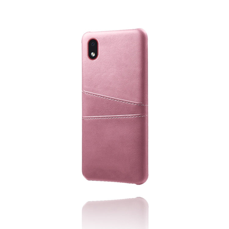 For Samsung Galaxy A01 Core Calf Texture PC + PU Leather Back Cover Shockproof Case with Dual Card Slots