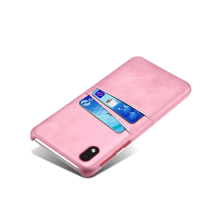 For Samsung Galaxy A01 Core Calf Texture PC + PU Leather Back Cover Shockproof Case with Dual Card Slots