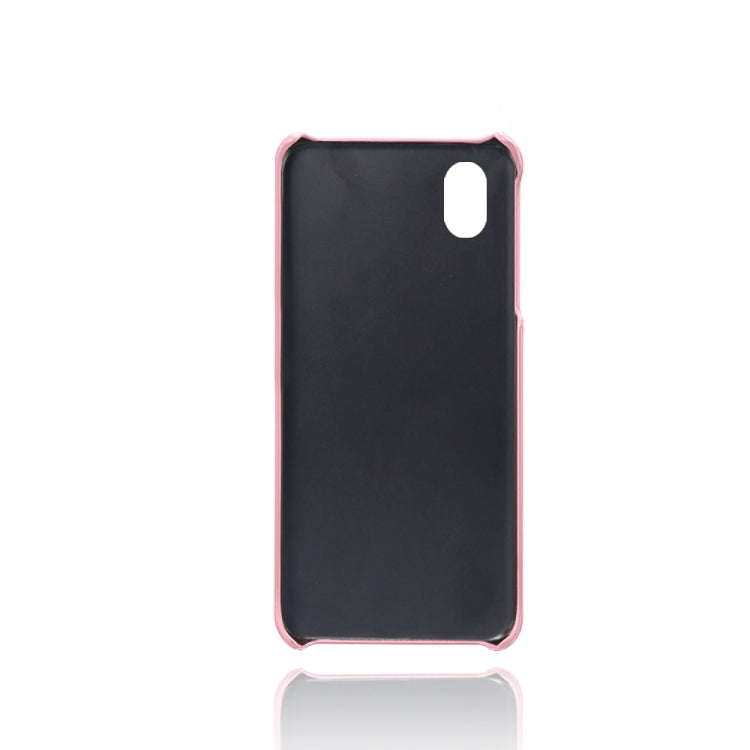 For Samsung Galaxy A01 Core Calf Texture PC + PU Leather Back Cover Shockproof Case with Dual Card Slots