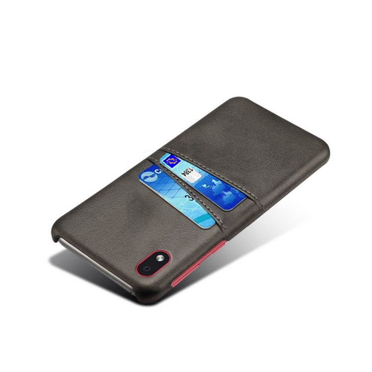 For Samsung Galaxy A01 Core Calf Texture PC + PU Leather Back Cover Shockproof Case with Dual Card Slots