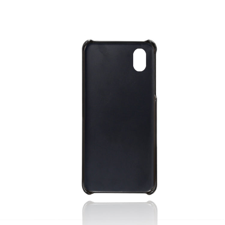 For Samsung Galaxy A01 Core Calf Texture PC + PU Leather Back Cover Shockproof Case with Dual Card Slots