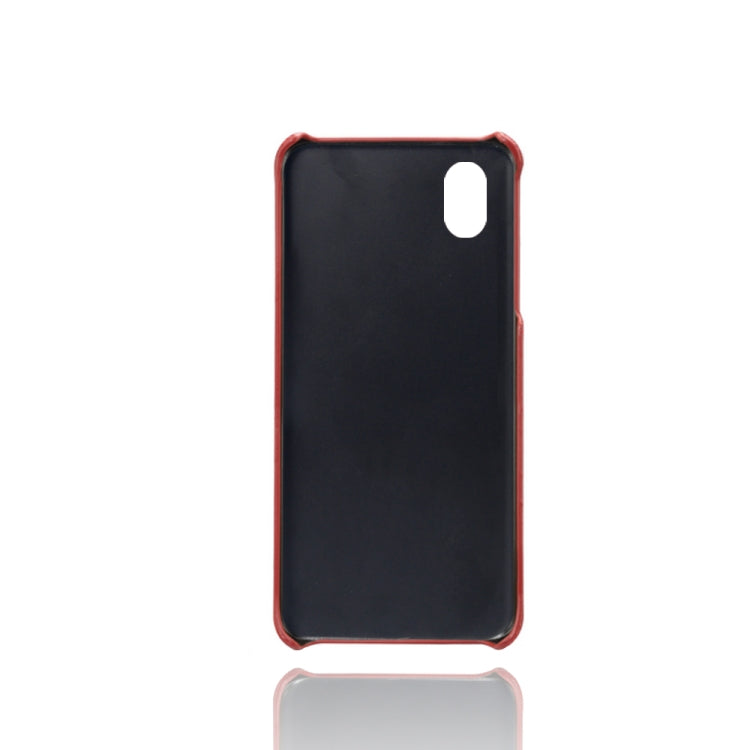 For Samsung Galaxy A01 Core Calf Texture PC + PU Leather Back Cover Shockproof Case with Dual Card Slots