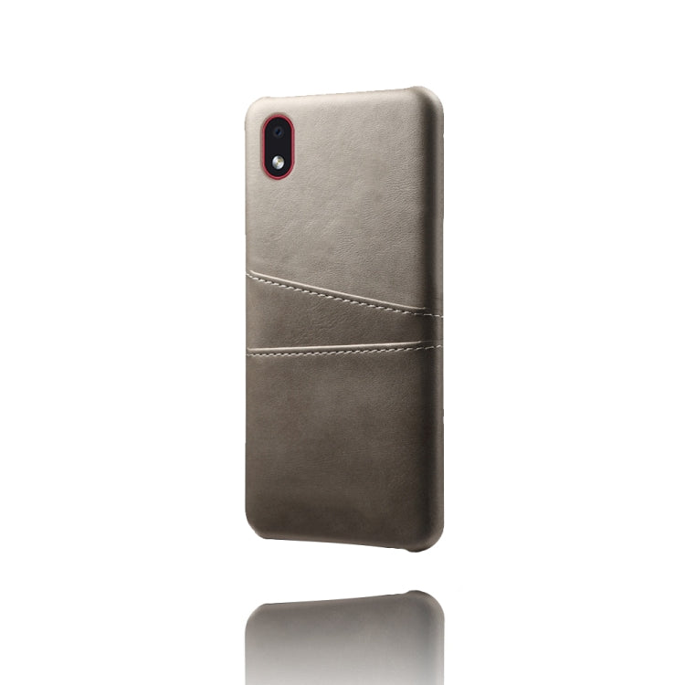 For Samsung Galaxy A01 Core Calf Texture PC + PU Leather Back Cover Shockproof Case with Dual Card Slots