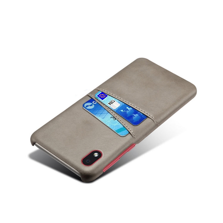 For Samsung Galaxy A01 Core Calf Texture PC + PU Leather Back Cover Shockproof Case with Dual Card Slots