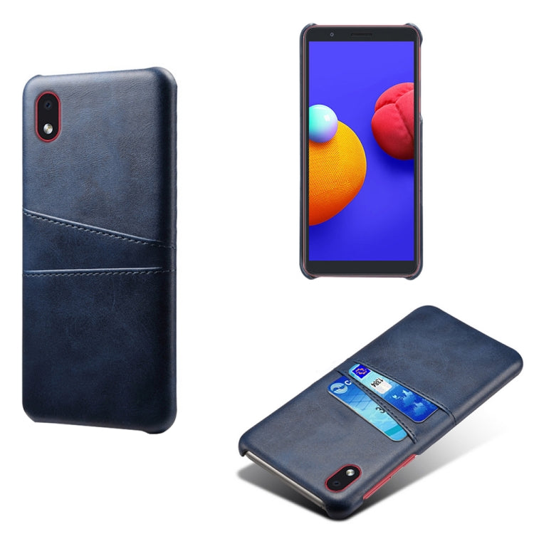 For Samsung Galaxy A01 Core Calf Texture PC + PU Leather Back Cover Shockproof Case with Dual Card Slots