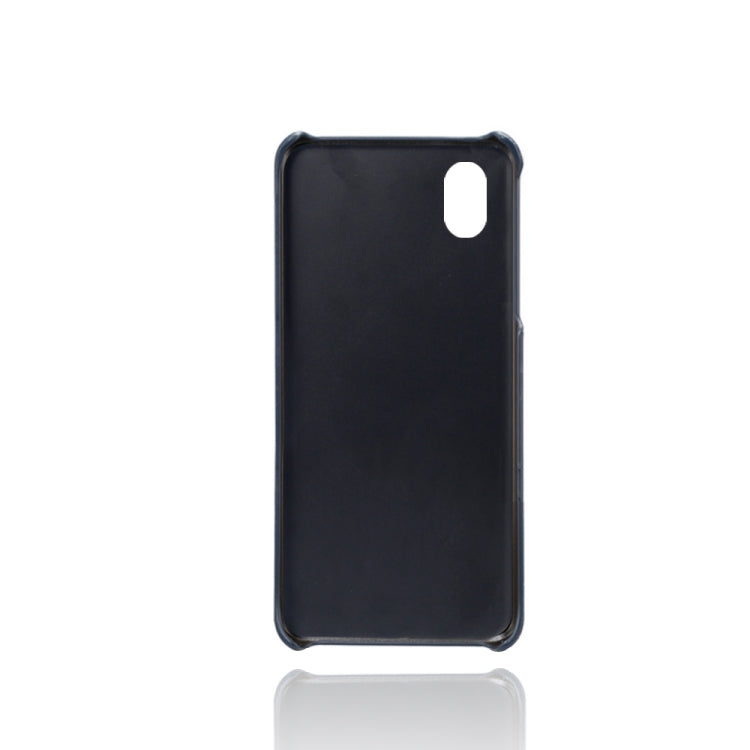 For Samsung Galaxy A01 Core Calf Texture PC + PU Leather Back Cover Shockproof Case with Dual Card Slots