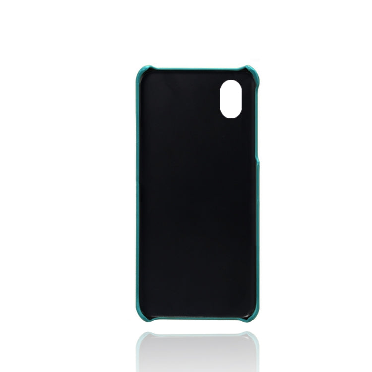 For Samsung Galaxy A01 Core Calf Texture PC + PU Leather Back Cover Shockproof Case with Dual Card Slots