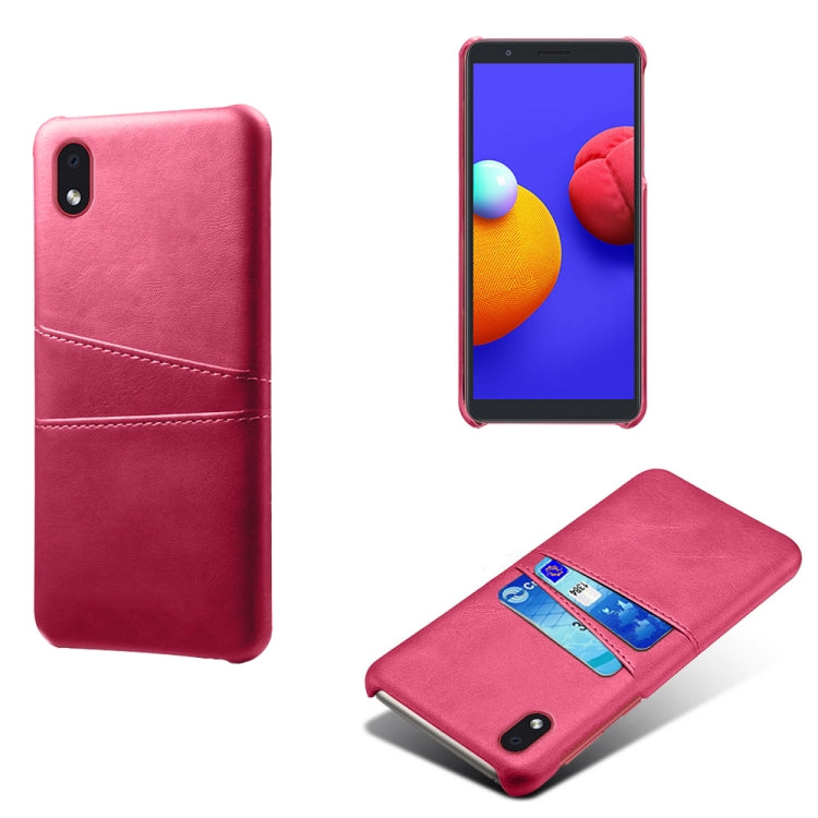 For Samsung Galaxy A01 Core Calf Texture PC + PU Leather Back Cover Shockproof Case with Dual Card Slots