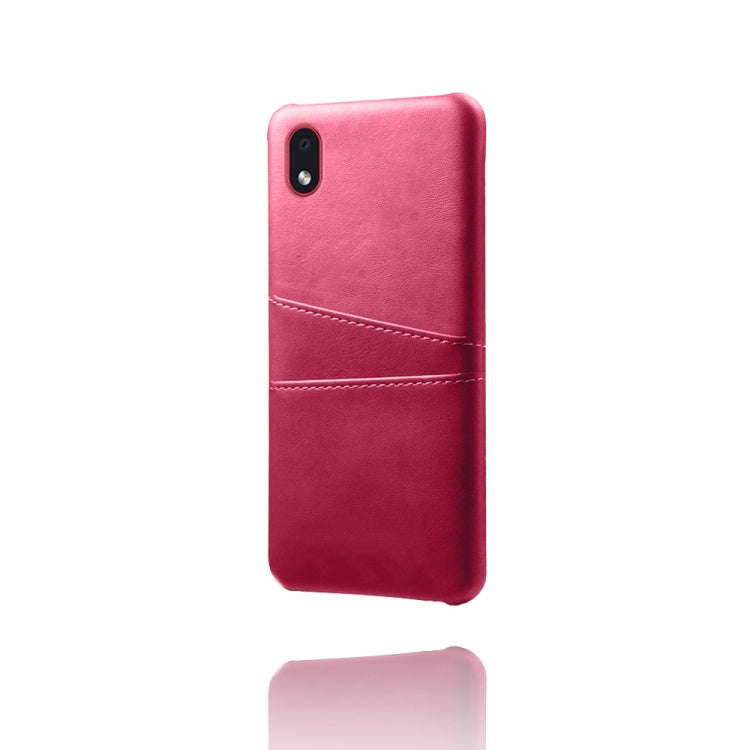 For Samsung Galaxy A01 Core Calf Texture PC + PU Leather Back Cover Shockproof Case with Dual Card Slots