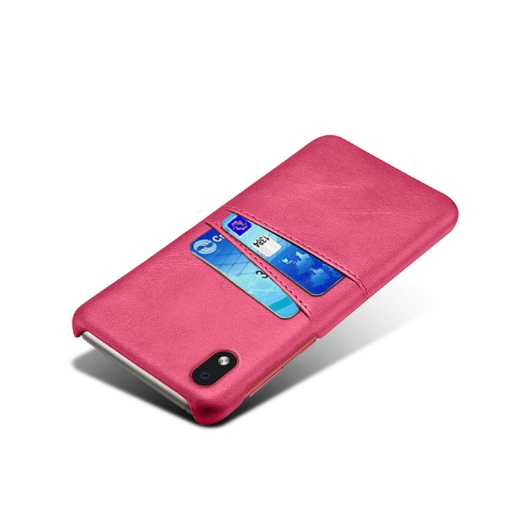 For Samsung Galaxy A01 Core Calf Texture PC + PU Leather Back Cover Shockproof Case with Dual Card Slots