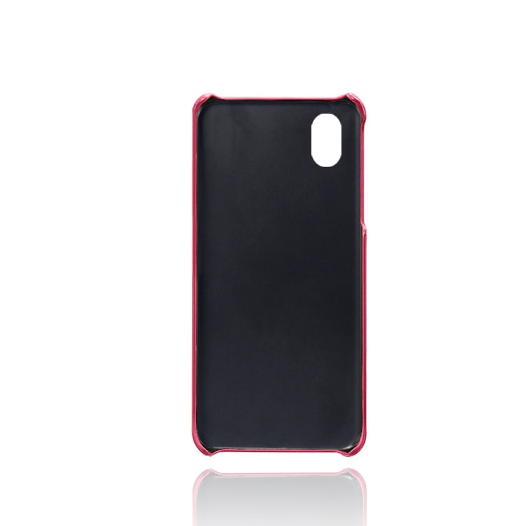 For Samsung Galaxy A01 Core Calf Texture PC + PU Leather Back Cover Shockproof Case with Dual Card Slots