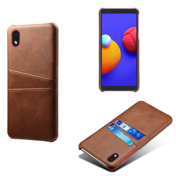 For Samsung Galaxy A01 Core Calf Texture PC + PU Leather Back Cover Shockproof Case with Dual Card Slots
