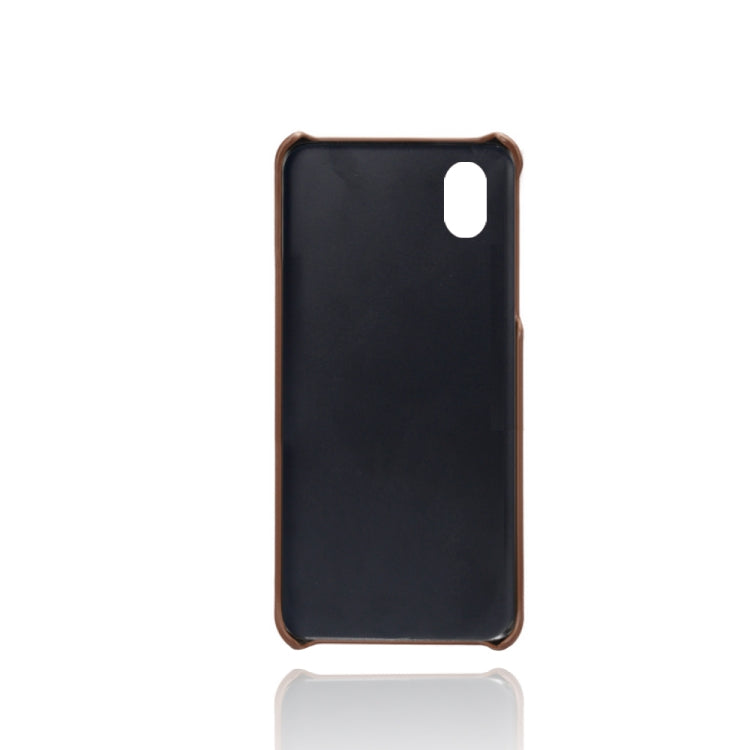 For Samsung Galaxy A01 Core Calf Texture PC + PU Leather Back Cover Shockproof Case with Dual Card Slots