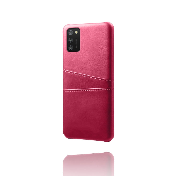 For Samsung Galaxy A02s Calf Texture PC + PU Leather Back Cover Shockproof Case with Dual Card Slots