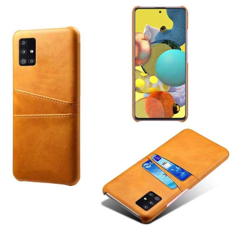 For Samsung Galaxy A51 5G Calf Texture PC + PU Leather Back Cover Shockproof Case with Dual Card Slots
