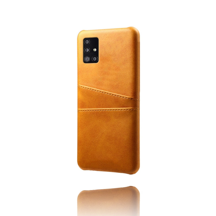For Samsung Galaxy A51 5G Calf Texture PC + PU Leather Back Cover Shockproof Case with Dual Card Slots