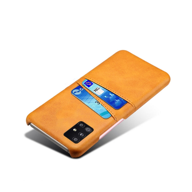 For Samsung Galaxy A51 5G Calf Texture PC + PU Leather Back Cover Shockproof Case with Dual Card Slots