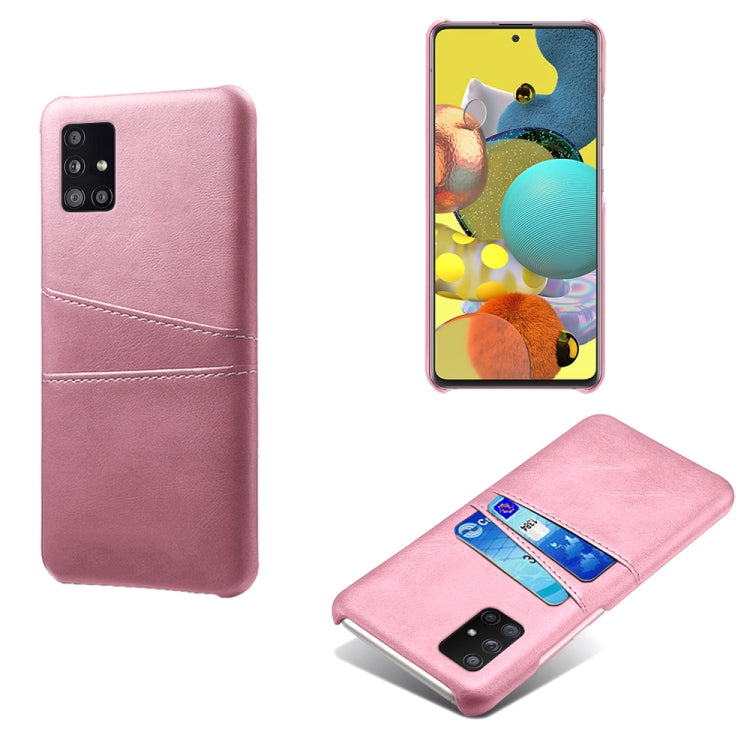 For Samsung Galaxy A51 5G Calf Texture PC + PU Leather Back Cover Shockproof Case with Dual Card Slots
