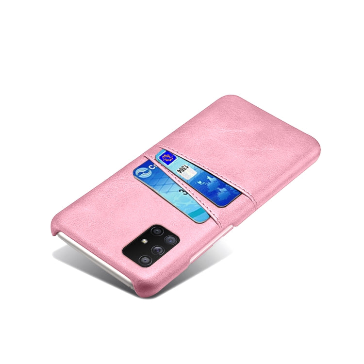 For Samsung Galaxy A51 5G Calf Texture PC + PU Leather Back Cover Shockproof Case with Dual Card Slots