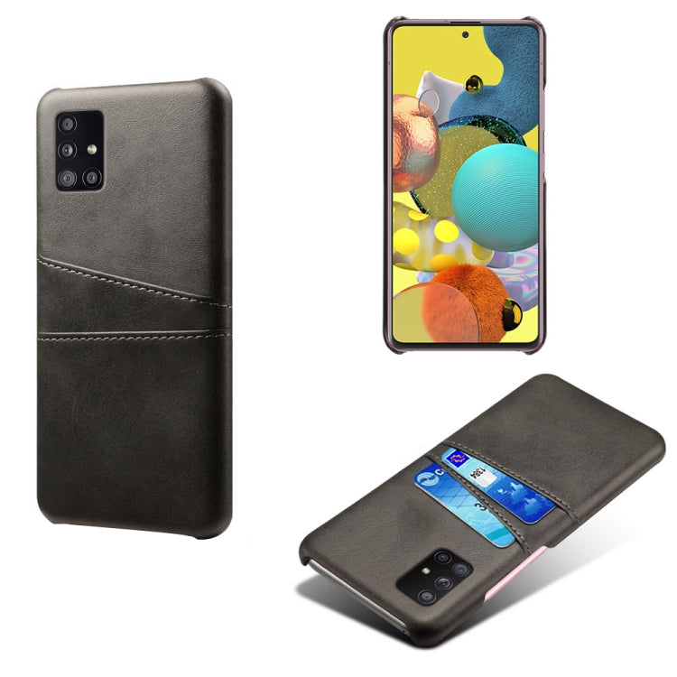 For Samsung Galaxy A51 5G Calf Texture PC + PU Leather Back Cover Shockproof Case with Dual Card Slots