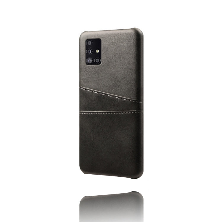 For Samsung Galaxy A51 5G Calf Texture PC + PU Leather Back Cover Shockproof Case with Dual Card Slots