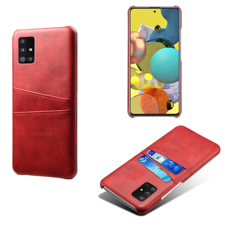 For Samsung Galaxy A51 5G Calf Texture PC + PU Leather Back Cover Shockproof Case with Dual Card Slots