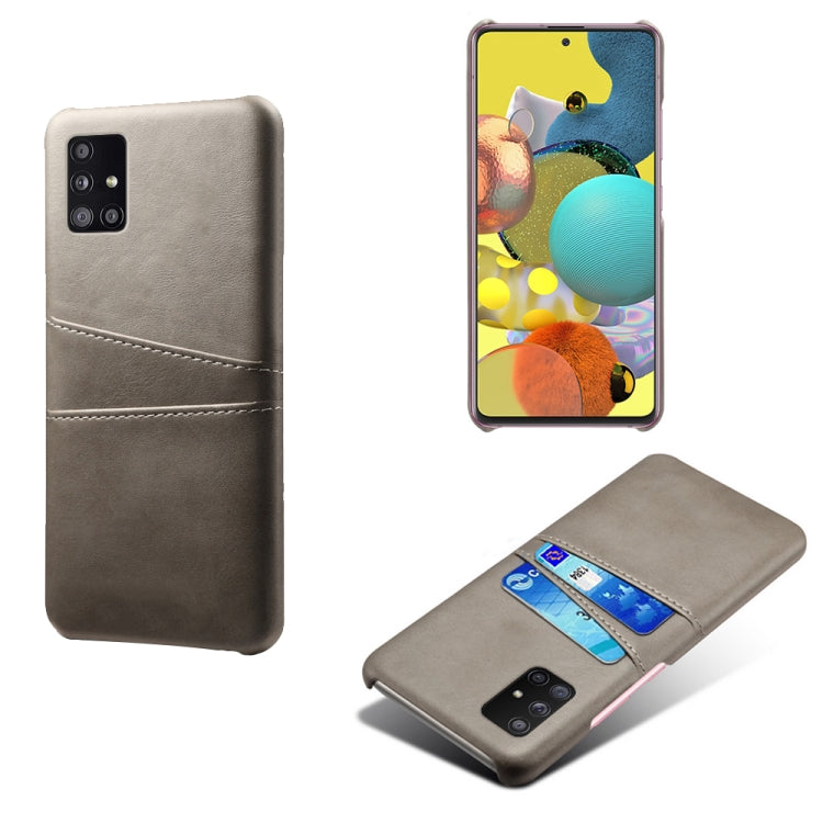 For Samsung Galaxy A51 5G Calf Texture PC + PU Leather Back Cover Shockproof Case with Dual Card Slots