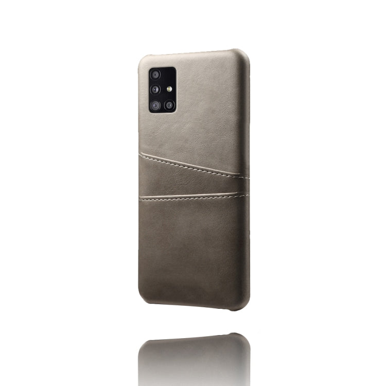 For Samsung Galaxy A51 5G Calf Texture PC + PU Leather Back Cover Shockproof Case with Dual Card Slots