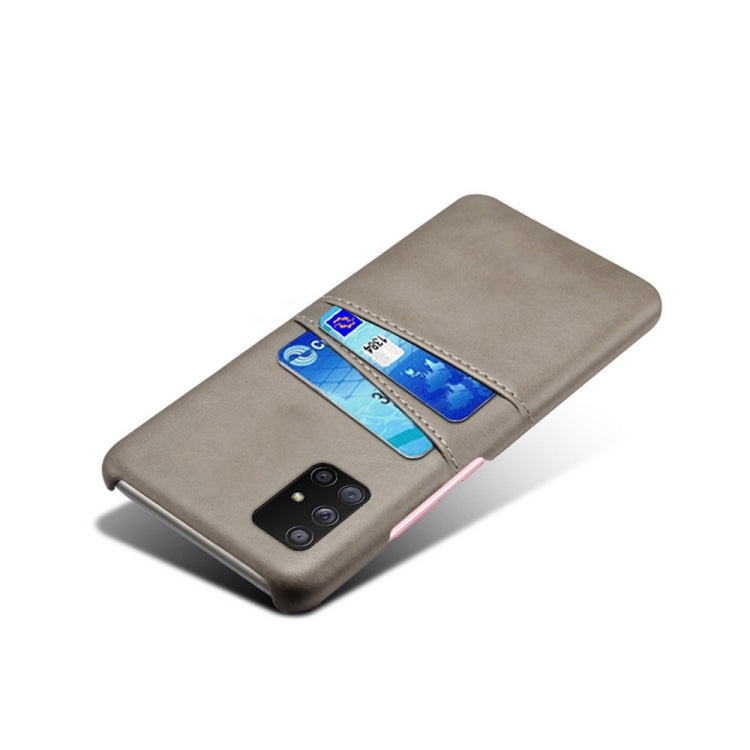 For Samsung Galaxy A51 5G Calf Texture PC + PU Leather Back Cover Shockproof Case with Dual Card Slots