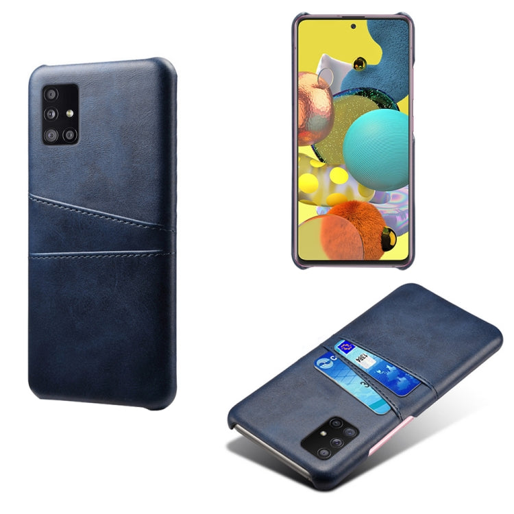 For Samsung Galaxy A51 5G Calf Texture PC + PU Leather Back Cover Shockproof Case with Dual Card Slots