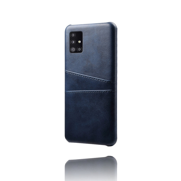 For Samsung Galaxy A51 5G Calf Texture PC + PU Leather Back Cover Shockproof Case with Dual Card Slots