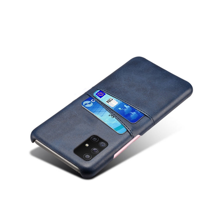 For Samsung Galaxy A51 5G Calf Texture PC + PU Leather Back Cover Shockproof Case with Dual Card Slots