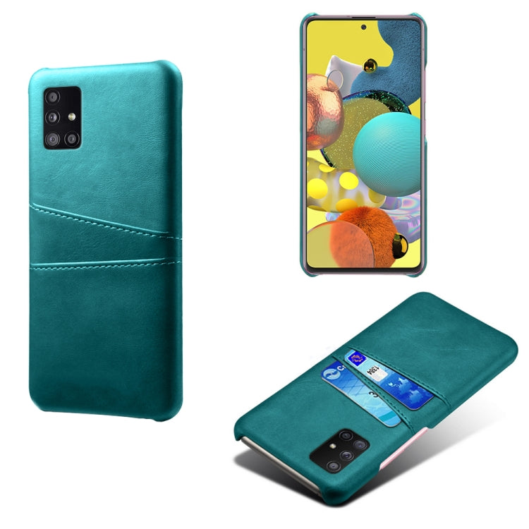 For Samsung Galaxy A51 5G Calf Texture PC + PU Leather Back Cover Shockproof Case with Dual Card Slots