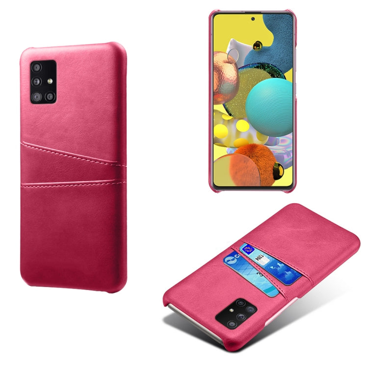 For Samsung Galaxy A51 5G Calf Texture PC + PU Leather Back Cover Shockproof Case with Dual Card Slots
