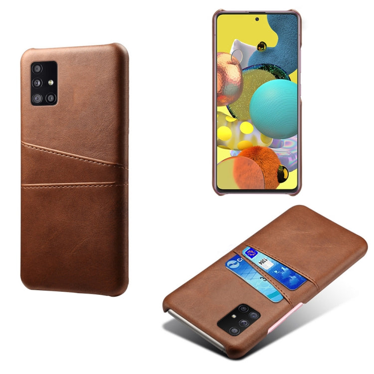 For Samsung Galaxy A51 5G Calf Texture PC + PU Leather Back Cover Shockproof Case with Dual Card Slots