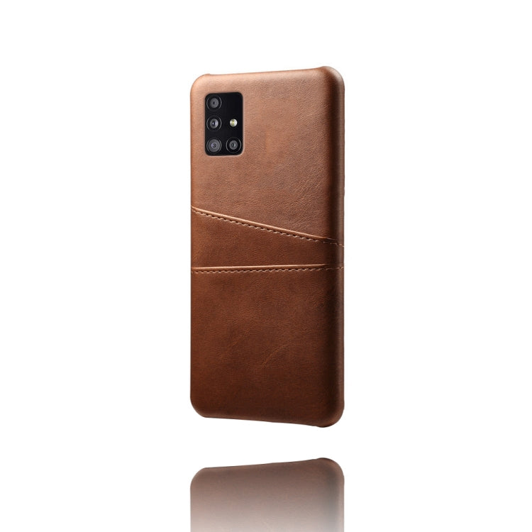 For Samsung Galaxy A51 5G Calf Texture PC + PU Leather Back Cover Shockproof Case with Dual Card Slots