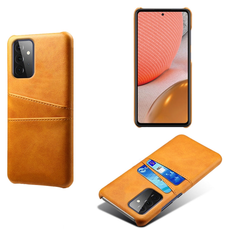 For Samsung Galaxy A72 5G Calf Texture PC + PU Leather Back Cover Shockproof Case with Dual Card Slots