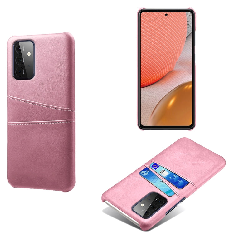 For Samsung Galaxy A72 5G Calf Texture PC + PU Leather Back Cover Shockproof Case with Dual Card Slots