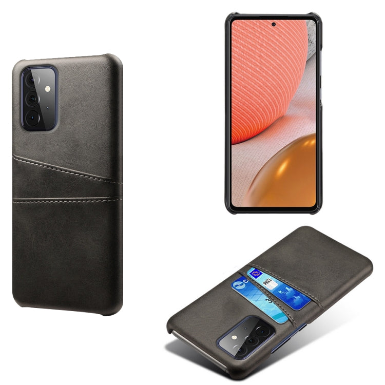For Samsung Galaxy A72 5G Calf Texture PC + PU Leather Back Cover Shockproof Case with Dual Card Slots