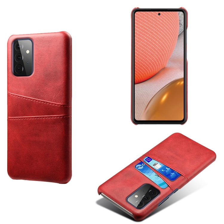 For Samsung Galaxy A72 5G Calf Texture PC + PU Leather Back Cover Shockproof Case with Dual Card Slots