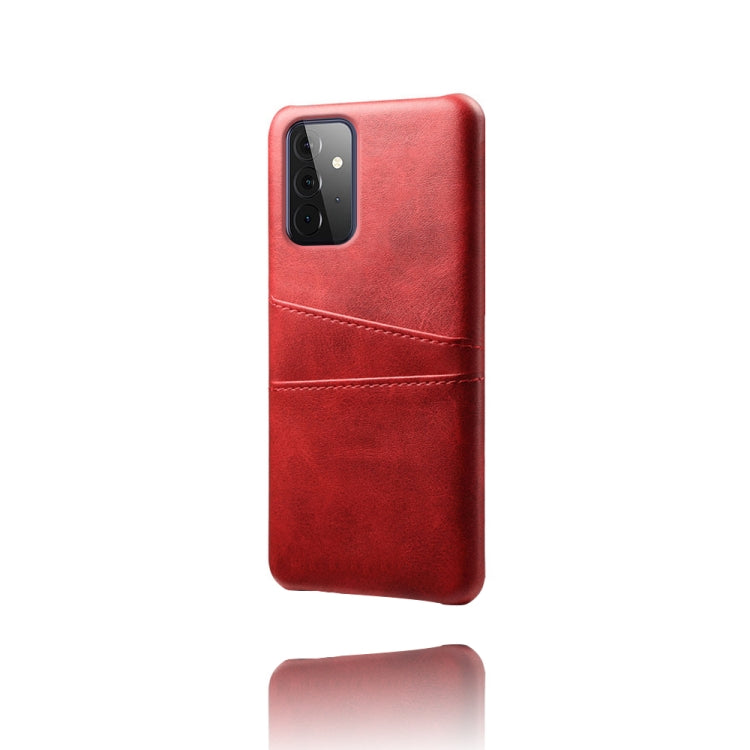 For Samsung Galaxy A72 5G Calf Texture PC + PU Leather Back Cover Shockproof Case with Dual Card Slots