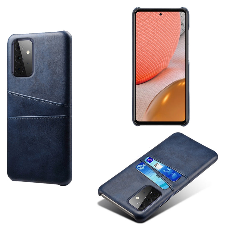 For Samsung Galaxy A72 5G Calf Texture PC + PU Leather Back Cover Shockproof Case with Dual Card Slots