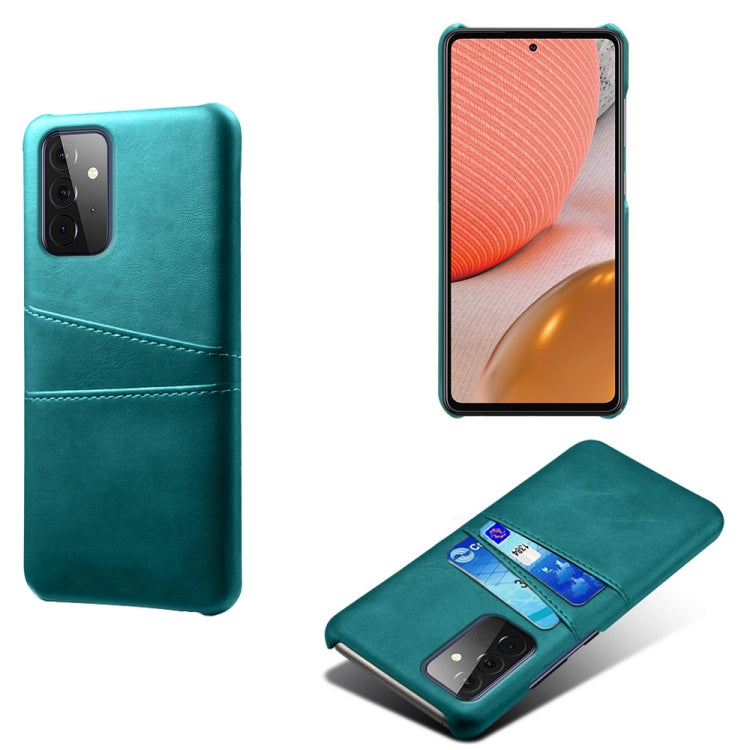 For Samsung Galaxy A72 5G Calf Texture PC + PU Leather Back Cover Shockproof Case with Dual Card Slots