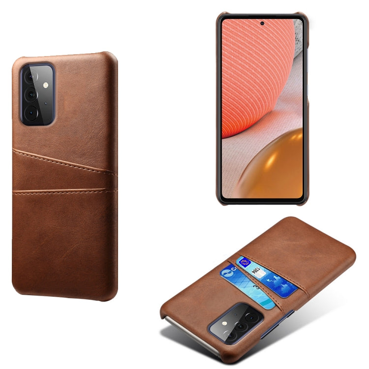 For Samsung Galaxy A72 5G Calf Texture PC + PU Leather Back Cover Shockproof Case with Dual Card Slots