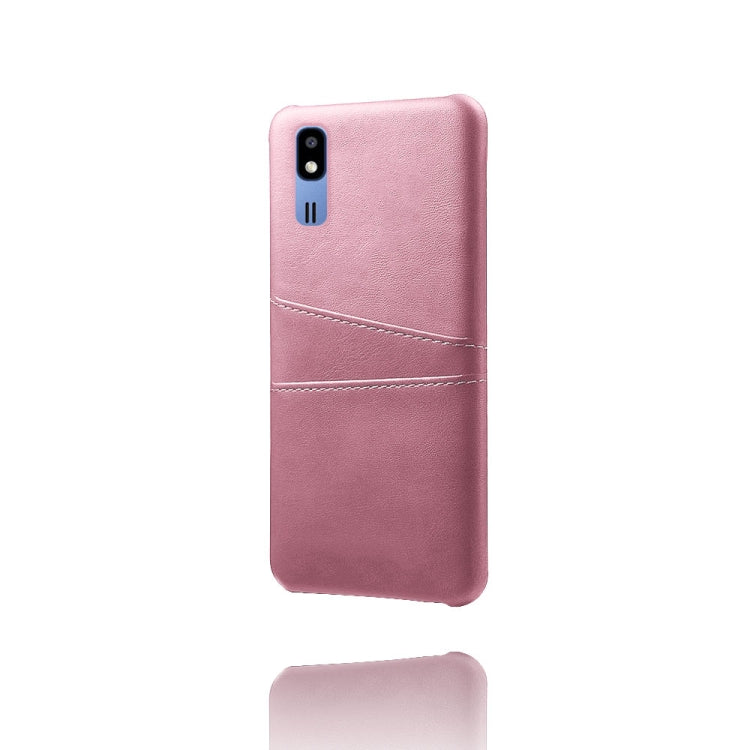 For Samsung Galaxy A2 Core Calf Texture PC + PU Leather Back Cover Shockproof Case with Dual Card Slots