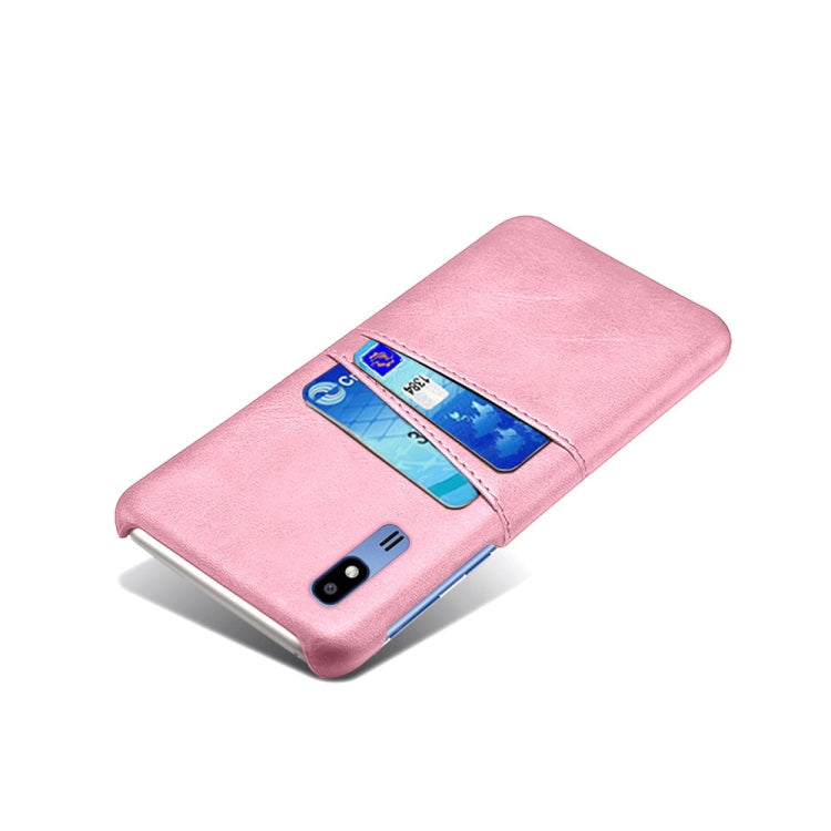 For Samsung Galaxy A2 Core Calf Texture PC + PU Leather Back Cover Shockproof Case with Dual Card Slots
